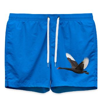 Trauerschwan im Flug – schwarzer Schwan Naturmotiv - Badeshorts - Cobalt blue - Vorne - AI Model Male 185 light (185cm)