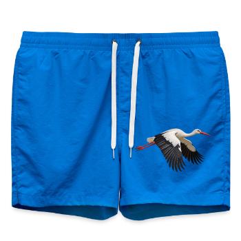 Weißstorch im Flug – schwarzweißes Storchenmotiv - Badeshorts - Cobalt blue - Vorne - AI Model Male 185 light (185cm)