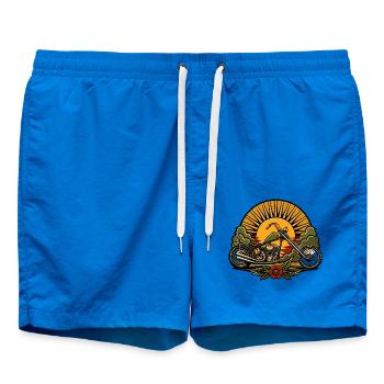 Chopper Motorrad Sonne Retro Tattoo Biker Shirt - Badeshorts - Cobalt blue - Vorne - AI Model Male 185 light (185cm)