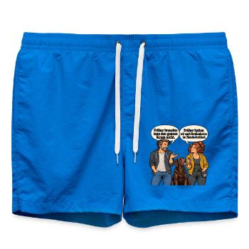 Strassenkarten-Spruch_beim_Hundetraining - Badeshorts - Cobalt blue - Vorne - AI Model Male 185 light (185cm)