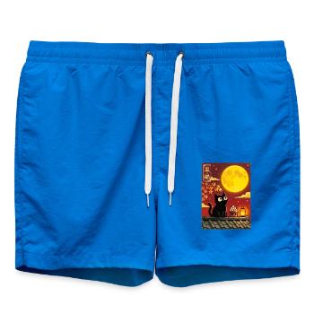 Schwarze Katze unter Vollmond - Badeshorts - Cobalt blue - Vorne - AI Model Male 185 light (185cm)
