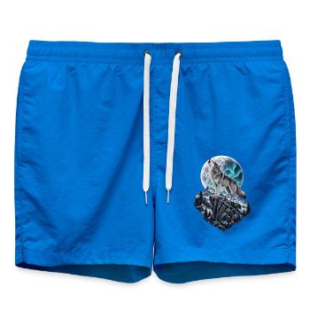 Wolf heult vor dem Mond Mondlicht Wolf wilde Tiere - Badeshorts - Cobalt blue - Vorne - AI Model Male 185 light (185cm)