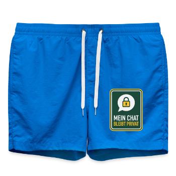 Mein Chat bleibt privat Schild Satire - Badeshorts - Cobalt blue - Vorne - AI Model Male 185 light (185cm)