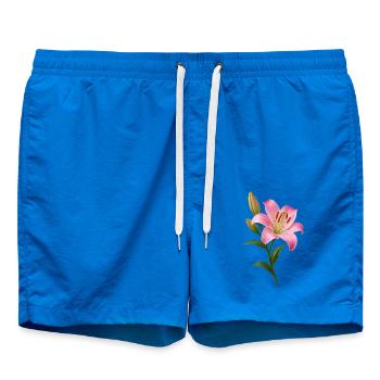 Rosa Lilienblüten-Grafik - Badeshorts - Cobalt blue - Vorne - AI Model Male 185 light (185cm)