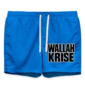 Wallah Krise – Lustiger Spruch - Badeshorts - Cobalt blue - Vorne - AI Model Male 185 light (185cm)