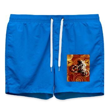 Psychedelisches Fahrrad Kaleidoskop - Badeshorts - Cobalt blue - Vorne - AI Model Male 185 light (185cm)