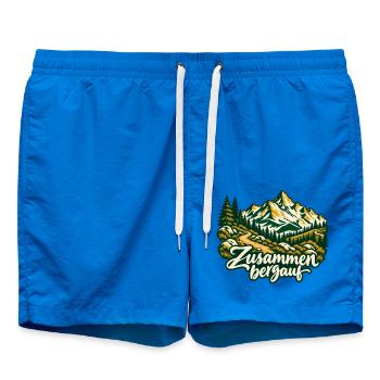 Zusammen bergauf Wanderpartner mit Bergpanorama - Badeshorts - Cobalt blue - Vorne - AI Model Male 185 light (185cm)