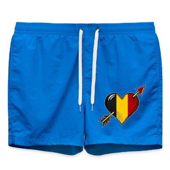 Belgien Flagge Herz mit Pfeil - Badeshorts - Cobalt blue - Vorne - AI Model Male 185 light (185cm)