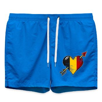 Belgien Flagge Herz mit Pfeil used look - Badeshorts - Cobalt blue - Vorne - AI Model Male 185 light (185cm)
