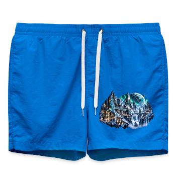 MELVIG – Eisstadt unter Nordlichtern - Badeshorts - Cobalt blue - Vorne - AI Model Male 185 light (185cm)