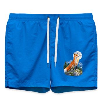 Wolf heult vor dem Mond Mondlicht Wolf wilde Tiere - Badeshorts - Cobalt blue - Vorne - AI Model Male 185 light (185cm)
