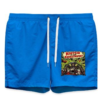 Koffein ist eine Katastrophe – Horror-Ameise Retro - Badeshorts - Cobalt blue - Vorne - AI Model Male 185 light (185cm)