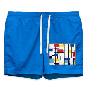 Mondrian Lines Primärfarbenspiel - Badeshorts - Cobalt blue - Vorne - AI Model Male 185 light (185cm)