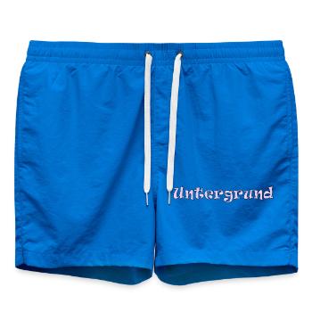 Untergrund Wort Schriftzug in pink - Badeshorts - Cobalt blue - Vorne - AI Model Male 185 light (185cm)