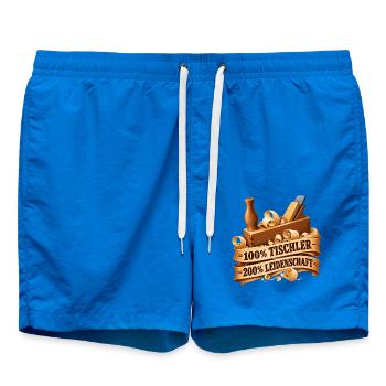 Tischlerkunst Leidenschaft Motiv - Badeshorts - Cobalt blue - Vorne - AI Model Male 185 light (185cm)