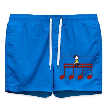 Headphones Red Notes – T-Shirt für Musikliebhaber - Badeshorts - Cobalt blue - Vorne - AI Model Male 185 light (185cm)