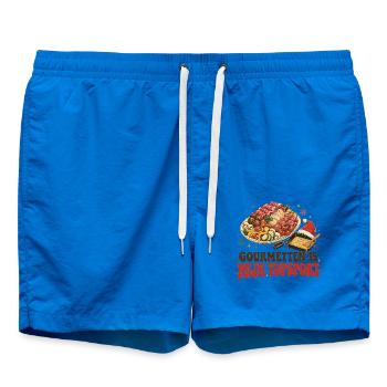 Gourmet ist mein Topsport – lustiges Weihnachtsdesign - Badeshorts - Cobalt blue - Vorne - AI Model Male 185 light (185cm)