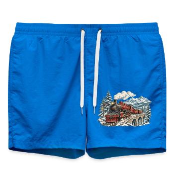 Dampflok Alpenexpress - Badeshorts - Cobalt blue - Vorne - AI Model Male 185 light (185cm)