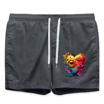Buntes Herz mit Augen - Badeshorts - Anthrazit - Vorne - AI Model Male 185 light (185cm)