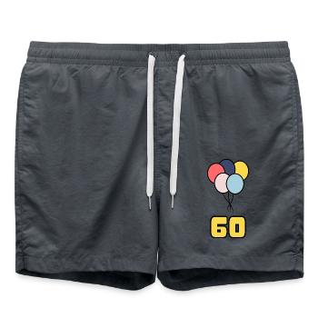 60. 60 JAHRE. 60-JÄHRIGES JUBILÄUM. 60. GEBURTSTAG. - Badeshorts - Anthrazit - Vorne - AI Model Male 185 light (185cm)