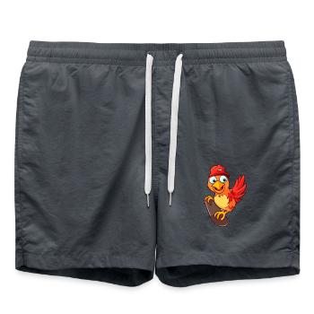 Lustiger Hahn Kawaii Cartoon spielt Skateboard - Badeshorts - Anthrazit - Vorne - AI Model Male 185 light (185cm)