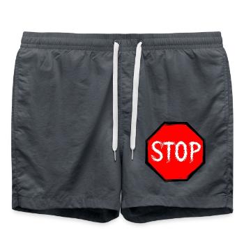 Stop Schild Vektor - Badeshorts - Anthrazit - Vorne - AI Model Male 185 light (185cm)