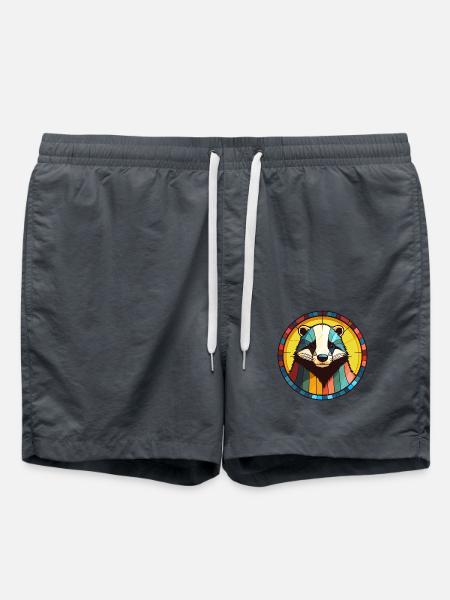 Dachs Buntes Glas Bunte Karikatur Kawaii Anima - Badeshorts - Anthrazit