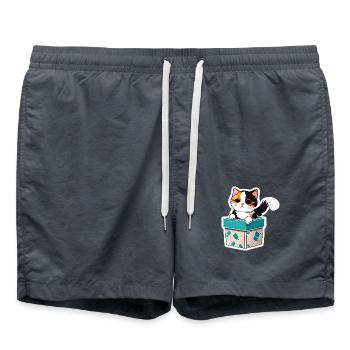 Katze in der Kiste, mit leuchtendem Fell - Badeshorts - Anthrazit - Vorne - AI Model Male 185 light (185cm)