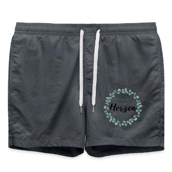 Kleine Menschen brauchen so große Herzen wie Deins - Badeshorts - Anthrazit - Vorne - AI Model Male 185 light (185cm)