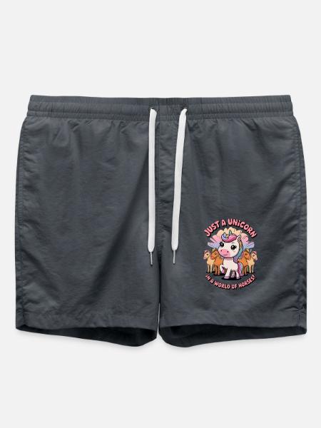 Nur ein Einhorn in einer Welt der Pferde! - Badeshorts - Anthrazit