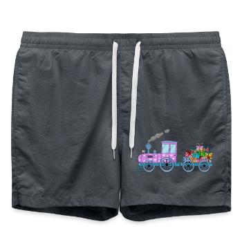 Children's train railway with trailer pink - Swim Trunks - anthracite - Front - AI Model Male 185 light (185cm)