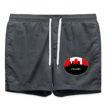 Calgary Kanada-Flaggen-Skyline-Schattenbild-Reise - Badeshorts - Anthrazit - Vorne - AI Model Male 185 light (185cm)