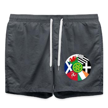 Flaggen der keltischen Nationen, Pan Celtic, Wales, Schottland - Badeshorts - Anthrazit - Vorne - AI Model Male 185 light (185cm)