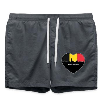 Flaggen-Skyline-Reise-Andenken Antwerpens Belgien - Badeshorts - Anthrazit - Vorne - AI Model Male 185 light (185cm)