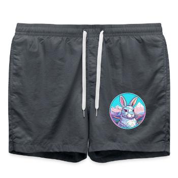 Kaninchen Aquarell Karikatur Kawaii Haustier Tier Farbe - Badeshorts - Anthrazit - Vorne - AI Model Male 185 light (185cm)