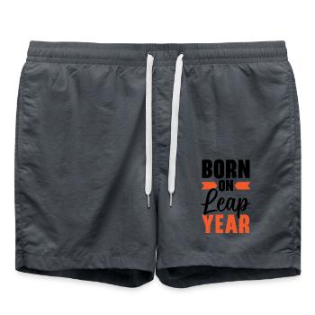 Happy Birthday Schaltjahr 29. Februar Schalttag - Badeshorts - Anthrazit - Vorne - AI Model Male 185 light (185cm)