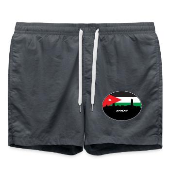 Amman, Jordanien, Flagge, Skyline, Silhouette, Reisen - Badeshorts - Anthrazit - Vorne - AI Model Male 185 light (185cm)