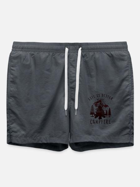 Lagerfeuer Camping Sprüche - Badeshorts - Anthrazit