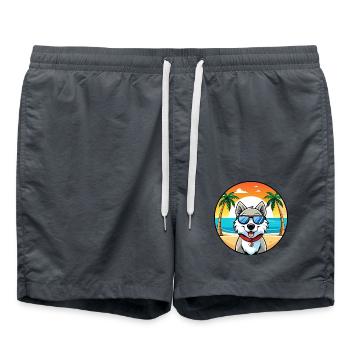 Kanadischer Labrador Husky Hunderasse Cartoon Beach - Badeshorts - Anthrazit - Vorne - AI Model Male 185 light (185cm)
