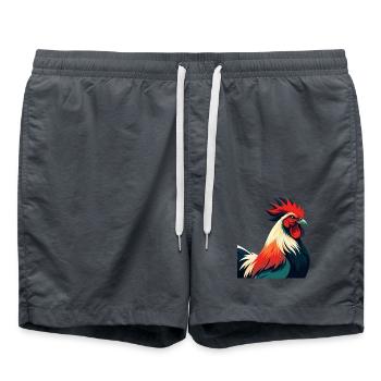 Hahn Cartoon Figur Buntes Haustier Tier - Badeshorts - Anthrazit - Vorne - AI Model Male 185 light (185cm)
