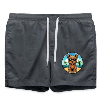 Norfolk Terrier Dog Breed Cartoon Sunglasses Beach - Swim Trunks - anthracite - Front - AI Model Male 185 light (185cm)