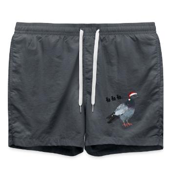 Ho Ho Ho - Taube mit Weihnachtsmütze - Badeshorts - Anthrazit - Vorne - AI Model Male 185 light (185cm)