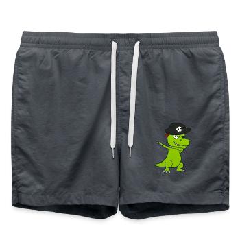 Pirat Dino Dinosaurier Piraten - Badeshorts - Anthrazit - Vorne - AI Model Male 185 light (185cm)