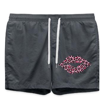Lippen Leopard - Badeshorts - Anthrazit - Vorne - AI Model Male 185 light (185cm)
