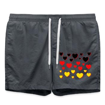 deutschland Fahne Herzen - Badeshorts - Anthrazit - Vorne - AI Model Male 185 light (185cm)