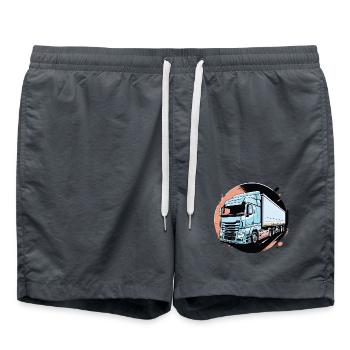 Sattelzugmaschine - Badeshorts - Anthrazit - Vorne - AI Model Male 185 light (185cm)