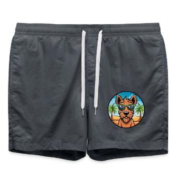 Irish Terrier Hunderasse Cartoon Sonnenbrille Strand - Badeshorts - Anthrazit - Vorne - AI Model Male 185 light (185cm)