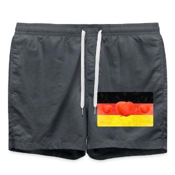 Deutschland Fahne mit Mohnblume - Badeshorts - Anthrazit - Vorne - AI Model Male 185 light (185cm)