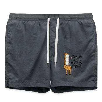 Lesen Bücher Buch Giraffe - Badeshorts - Anthrazit - Vorne - AI Model Male 185 light (185cm)
