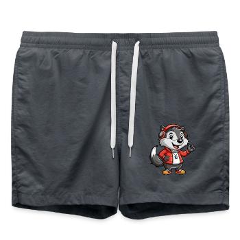 Badger Funny Cartoon Character Musique de casque - Short de bain - charbon - Devant - AI Model Male 185 light (185cm)